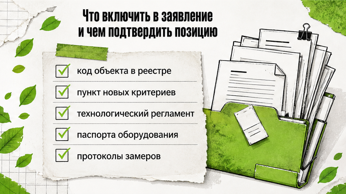 Чеклист документов к заявлению на корректировку категории объекта НВОС