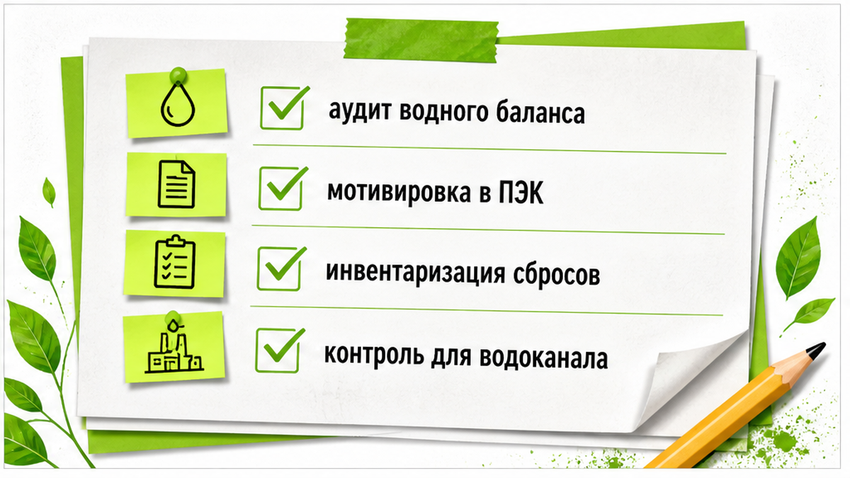 Чеклист оформления водного подраздела программы ПЭК для абонента канализации