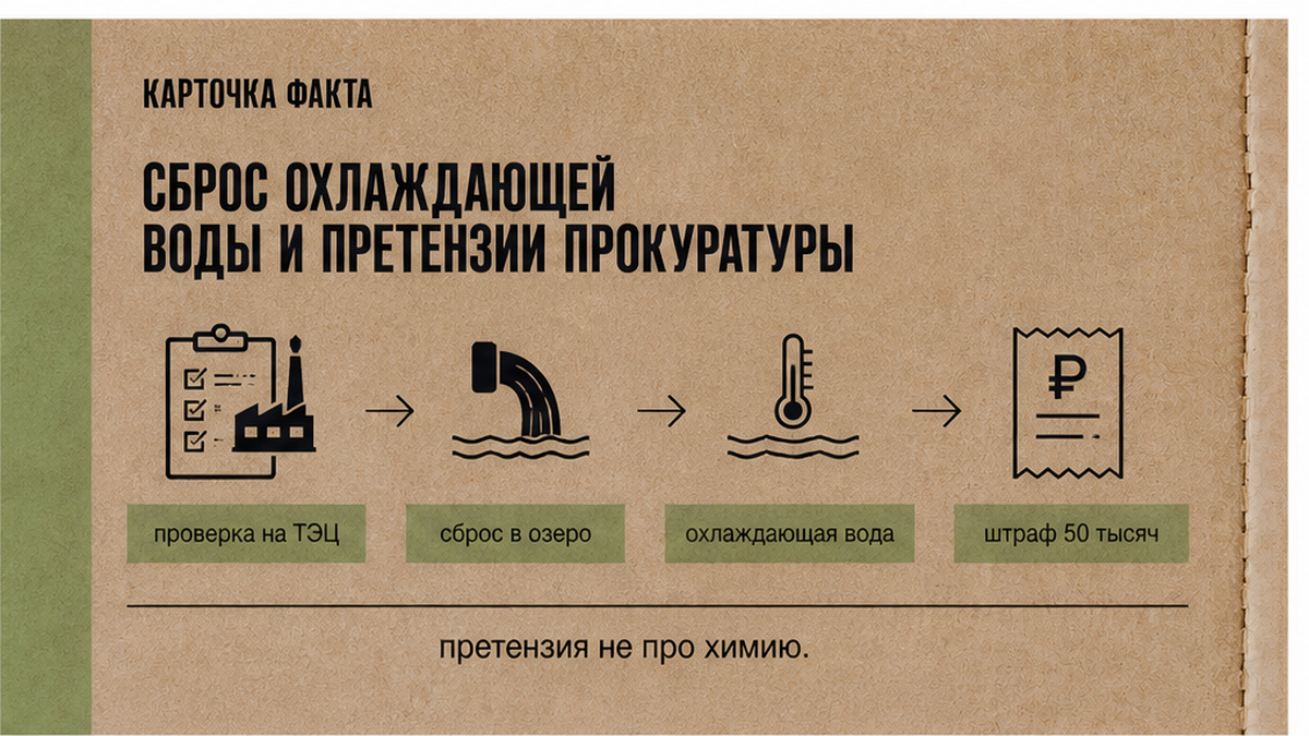 Схема проверки на ТЭЦ: сброс охлаждающей воды в озеро и штраф 50 тысяч