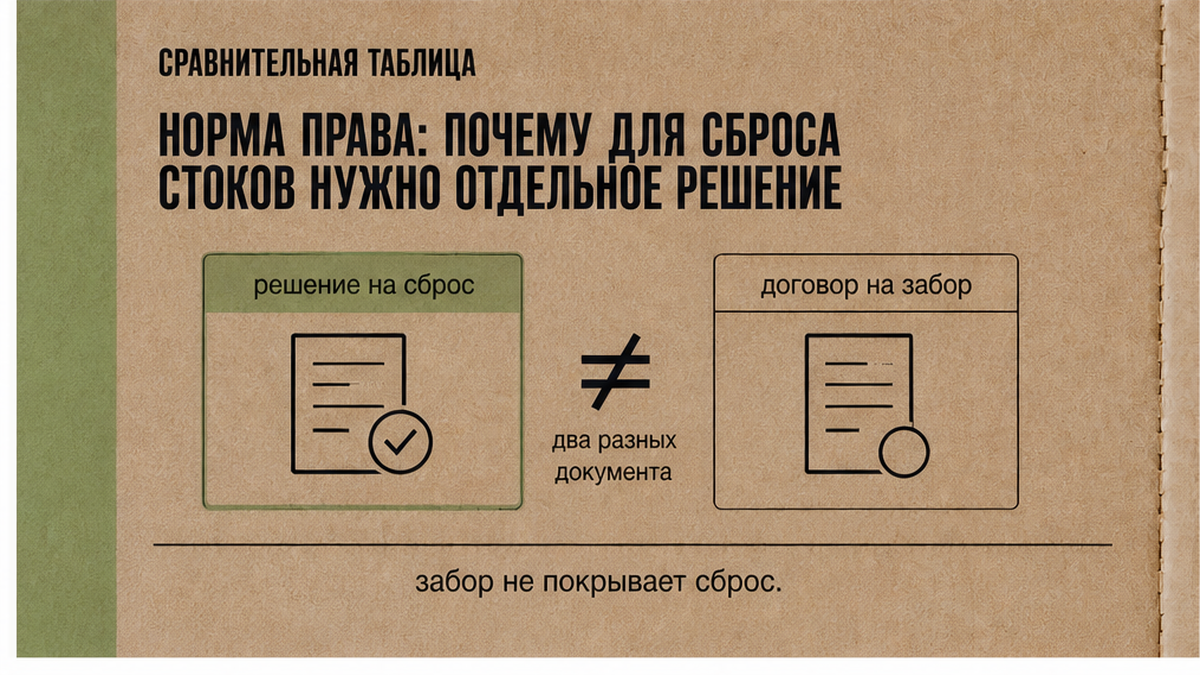 Сравнение: договор на забор воды и отдельное решение на сброс стоков