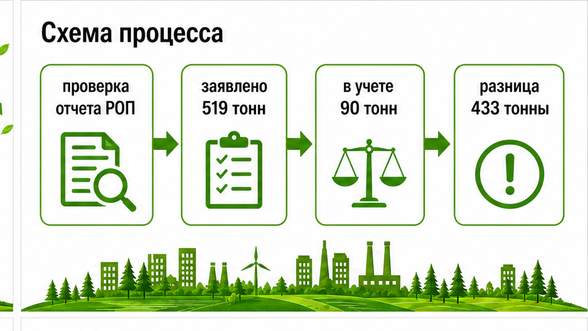 Схема камеральной проверки РОП и выявления расхождения в 433 тонны