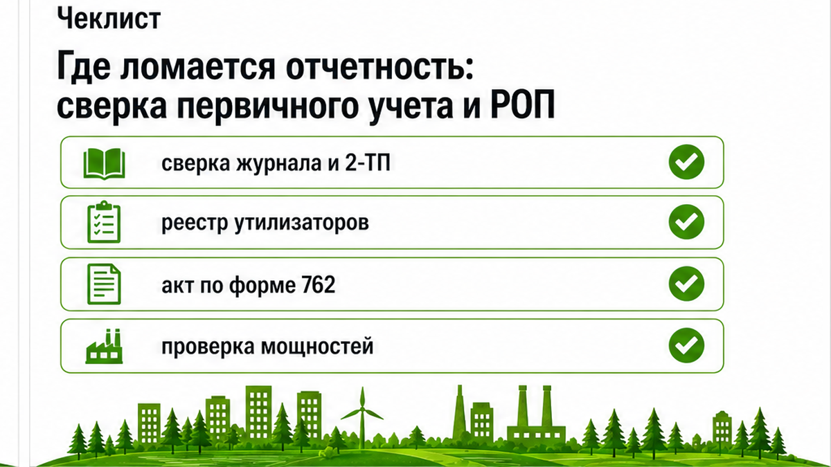 Чек-лист проверки первичного учета отходов и утилизаторов для отчета РОП