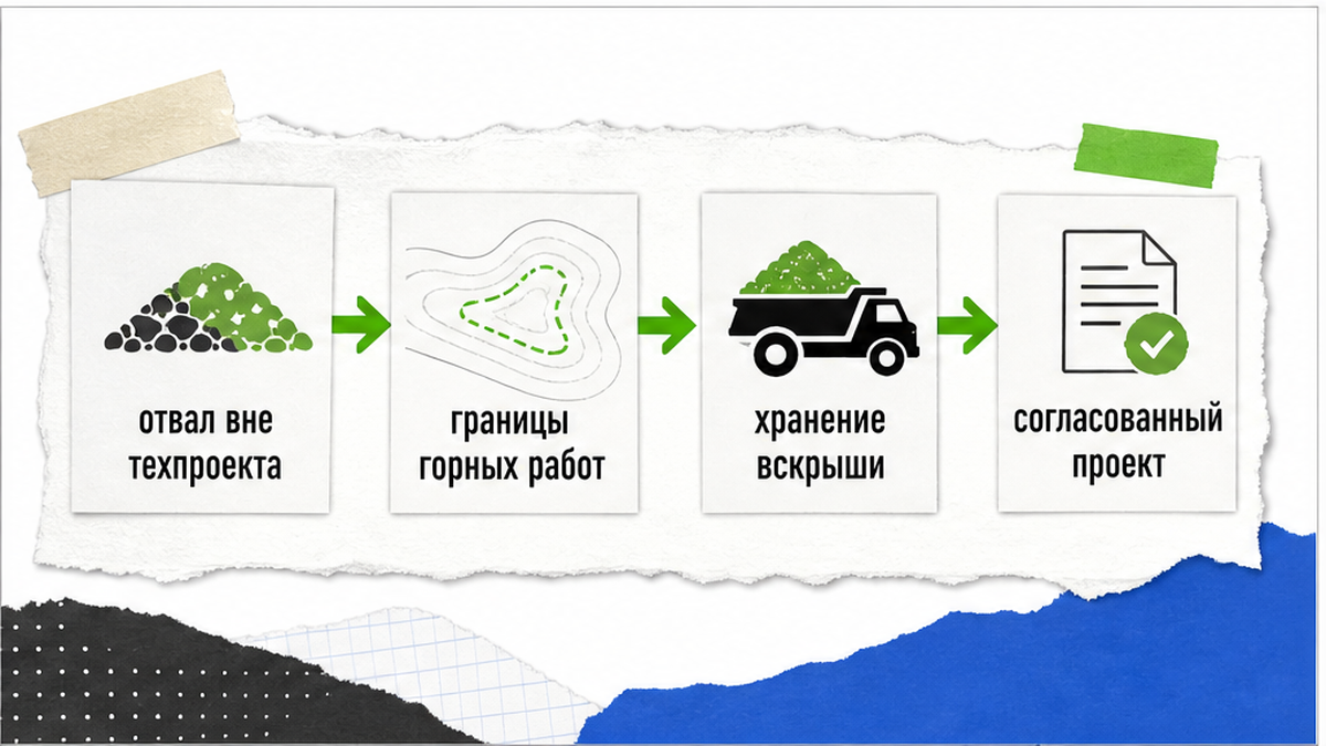 Отвал вне технического проекта: границы работ и хранение вскрыши