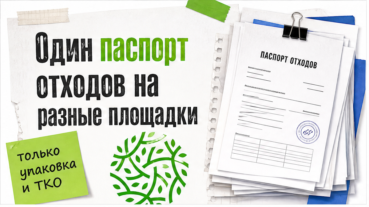 Иллюстрация: один паспорт отходов на разные площадки