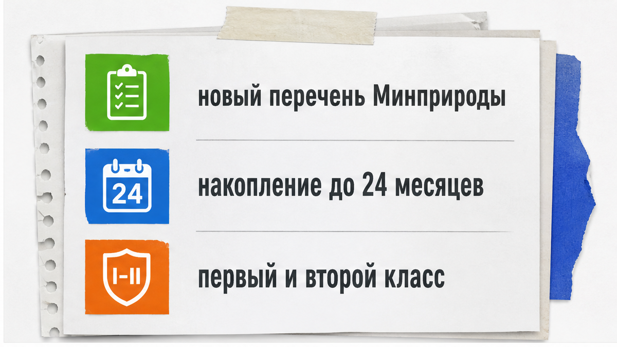 Новый перечень Минприроды: накопление отходов I–II класса до 24 месяцев