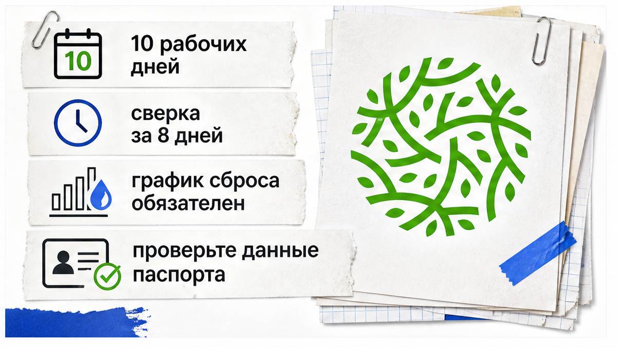 Решение за 10 рабочих дней и сверка параметров за 8 дней