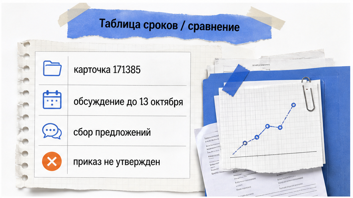 Карточка 171385 на обсуждении: приказ ещё не утверждён