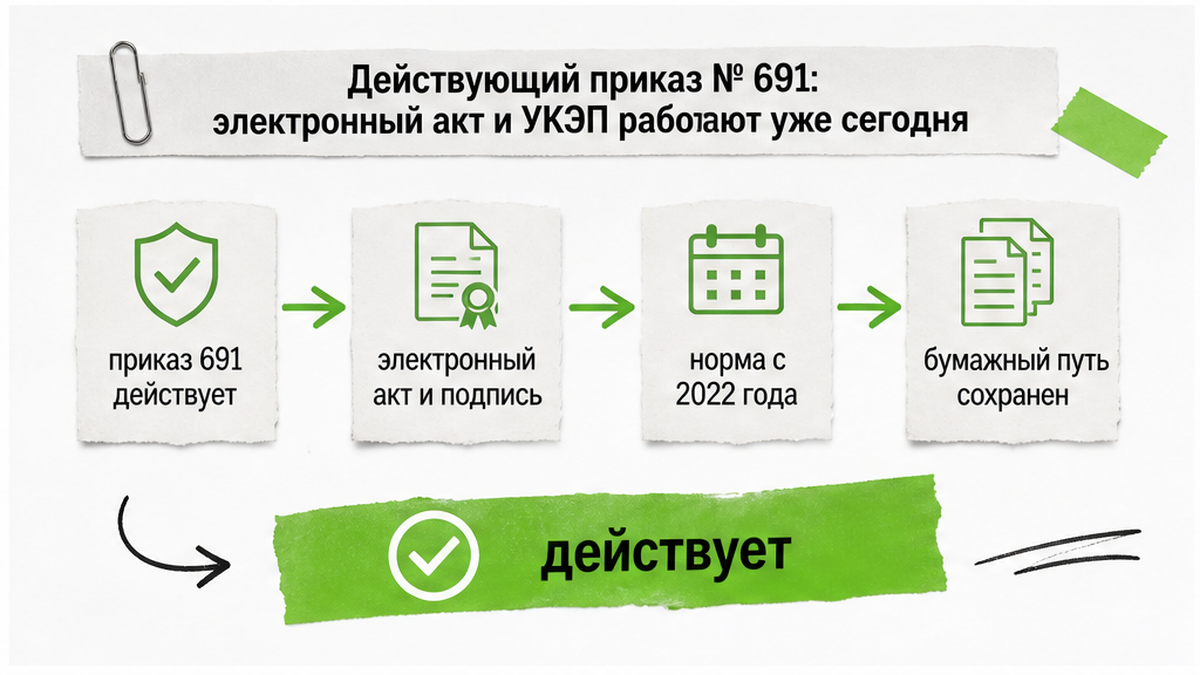 Электронный акт по приказу 691 действует с 2022 года